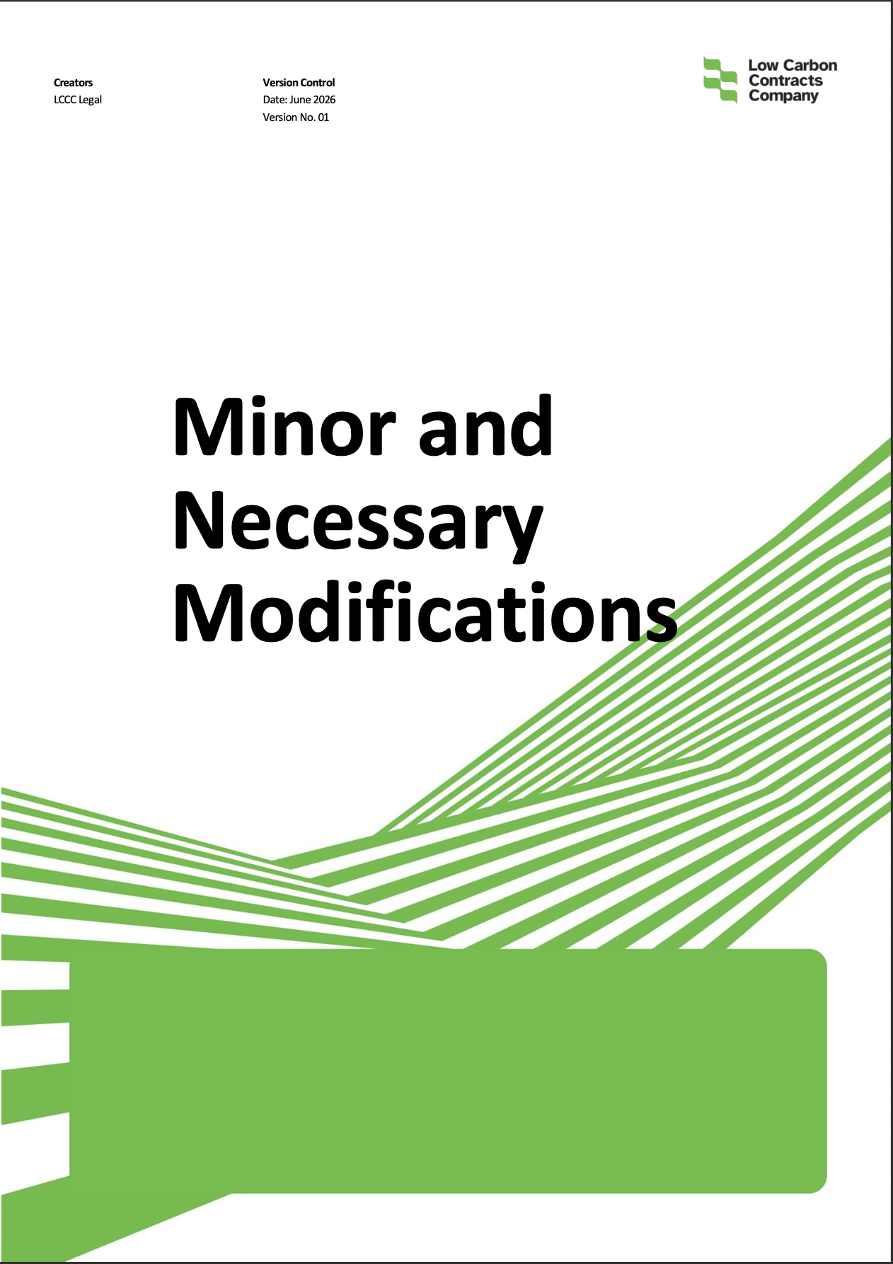 Minor and Necessary Modifications (AR8) - Low Carbon Contracts